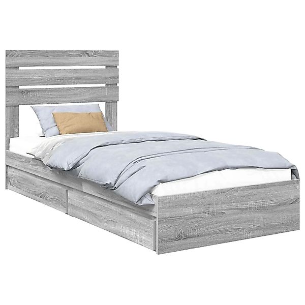 vidaXL Stauraumbett Grau Sonoma 90 x 190 cm Holzwerkstoff 3411603 günstig online kaufen