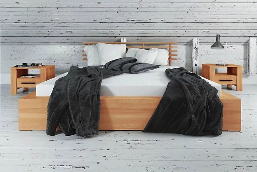 Natur24 Einzelbett Bett Lubic 1 Sonderl 140x220 Kernbuche Sprossenkopfteil günstig online kaufen