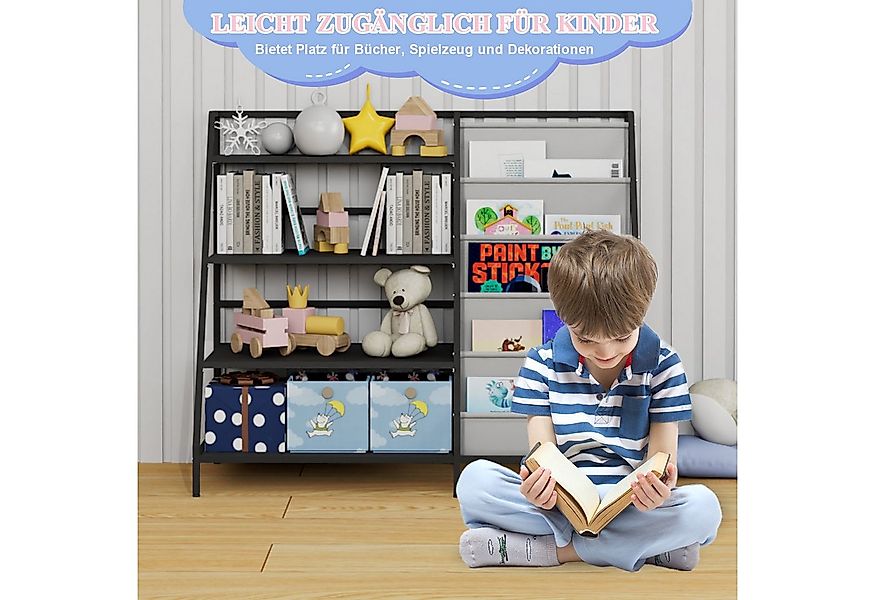 radelldar Kinderregal Bücherregal, mit 4 Fächern & 5 Taschen, Metall, 90x40 günstig online kaufen