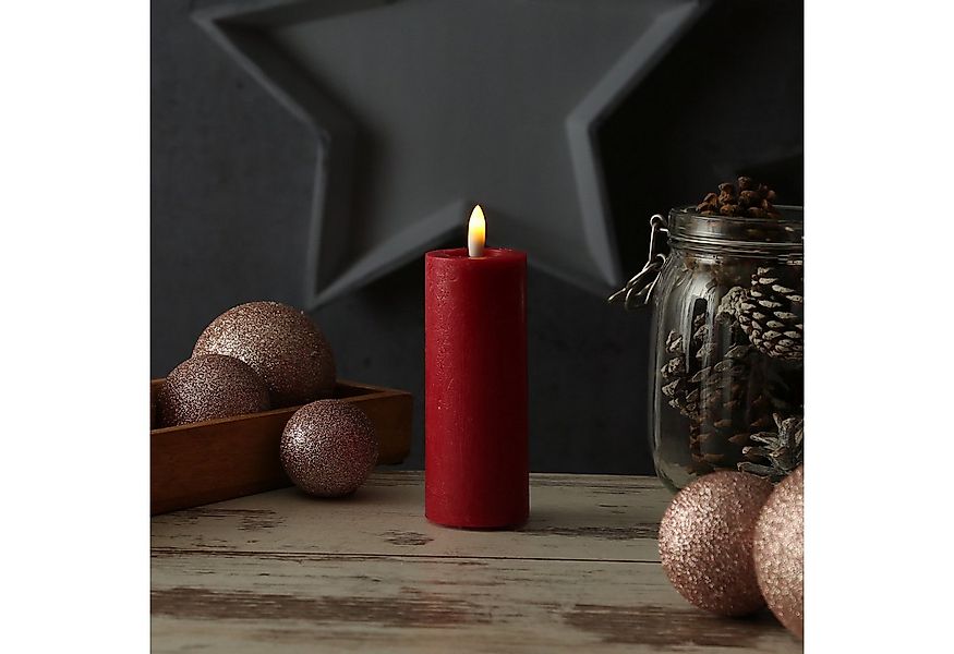 Adilina LED-Kerze LINA Rustik Optik Echtwachskerze flackernd Timer H: 12,5c günstig online kaufen