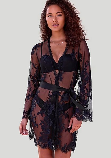 LASCANA Kimono, Gürtel, aus traumhafter Eyelash-Spitze, sexy Dessous, Reizw günstig online kaufen