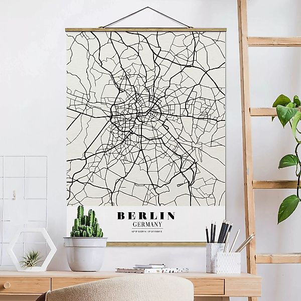 Stoffbild Karten mit Posterleisten - Hochformat Stadtplan Berlin - Klassik günstig online kaufen