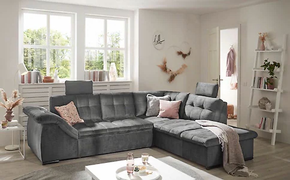 ED EXCITING DESIGN Ecksofa »Estrella L-Form« mit Bettfunktion, Bettkasten, günstig online kaufen