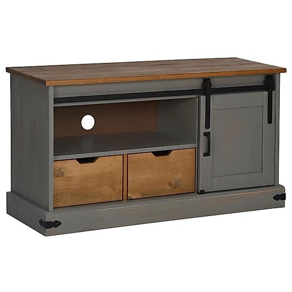vidaXL TV-Schrank HALDEN mit Schiebetür Grau 110x40x60 cm Massivholz 401841 günstig online kaufen