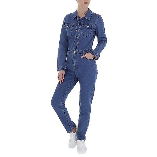 Ital-Design Jumpsuit Damen Freizeit Stretch Langer Jumpsuit in Blau günstig online kaufen