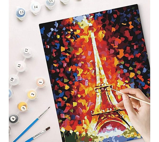 K&L Wall Art Leinwandbild Malen nach Zahlen Malset Eiffelturm Acryl 40x50cm günstig online kaufen