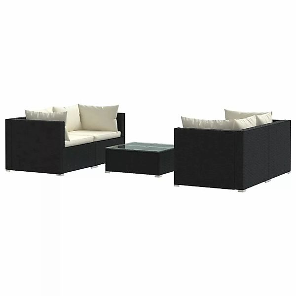 Vidaxl 5-tlg. Garten-lounge-set Mit Kissen Poly Rattan Schwarz günstig online kaufen