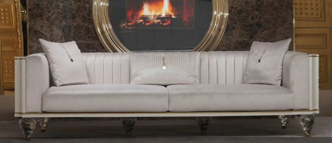 Casa Padrino Sofa Casa Padrino Luxus Art Deco 4er Sofa Grau / Gold günstig online kaufen