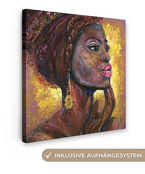 OneMillionCanvasses® Leinwandbild Kunstdrucke - Ölfarbenoptik - Gold - Frau günstig online kaufen
