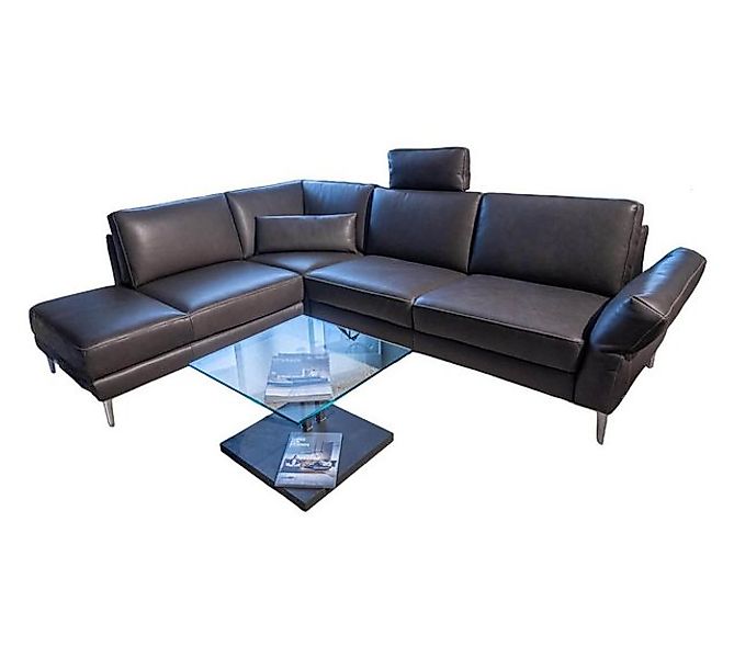 Koinor Ecksofa Ecksofa Upgrade Bezug Leder B Toro Montana Braun Schwarz Füß günstig online kaufen
