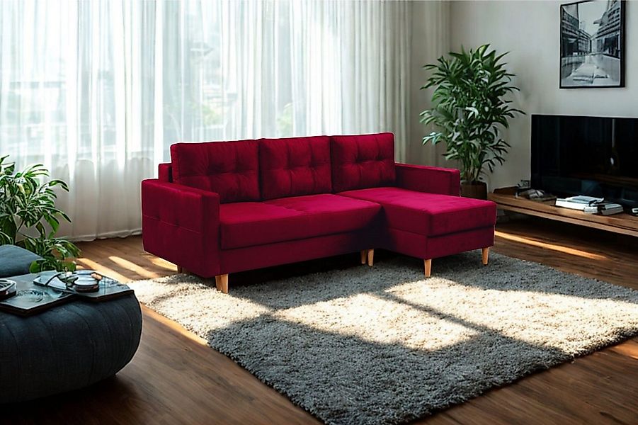 Kaiser Möbel Ecksofa mit schlaffunktion und bettkasten, L-Form Floro stoff günstig online kaufen