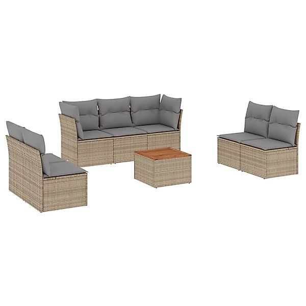 vidaXL 8-Tlg Garten-Sofagarnitur mit Kissen Beige Poly Rattan 3255898 günstig online kaufen