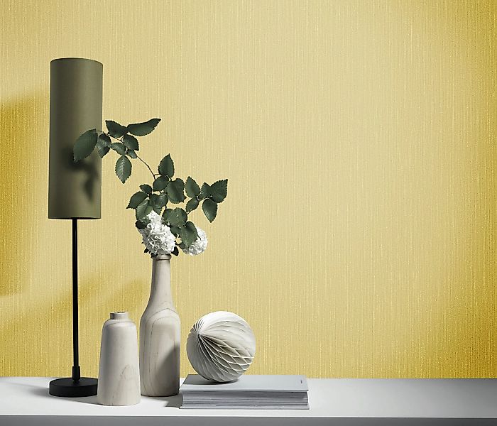 Bricoflor Vliestapete in Ocker Gold Tapete mit Linien Dezent für Wohnzimmer günstig online kaufen