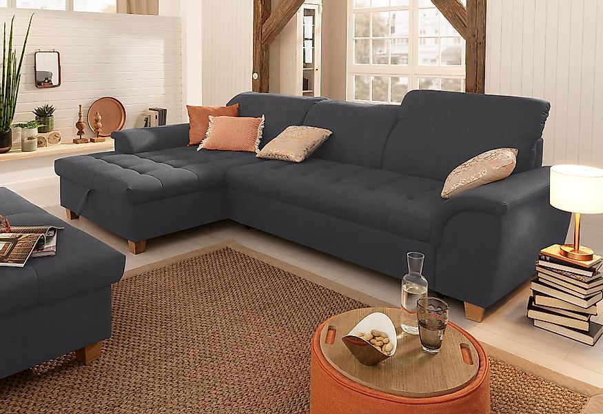 Home affaire Ecksofa "Lyla L-Form", mit Recamiere, wahlweise mit Rückenfunk günstig online kaufen