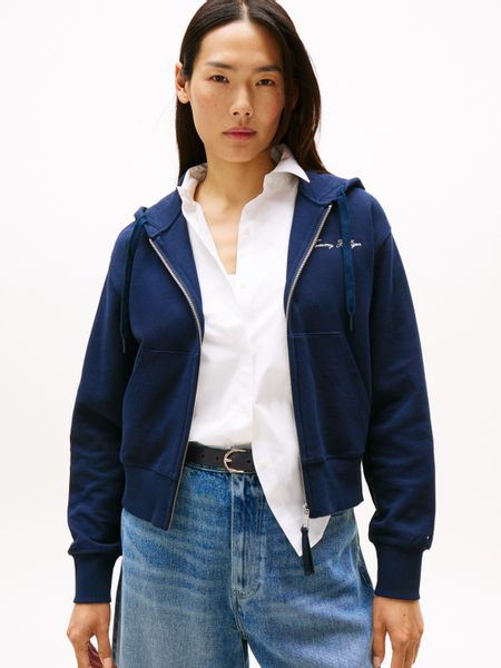 Tommy Hilfiger Sweatjacke "SCRIPT REG PIQUE ZIP-UP HOODIE" mit Tommy Hilfig günstig online kaufen