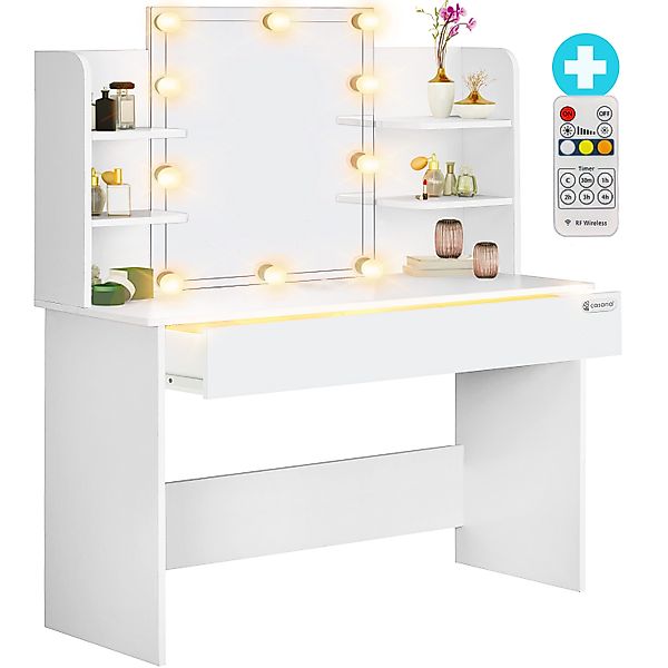 Schminktisch Lucia Weiß 140x110x40cm mit LED günstig online kaufen