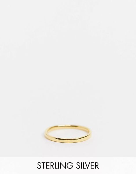 ASOS DESIGN – Schmaler Ring aus vergoldetem Sterlingsilber, 14 Karat-Goldfa günstig online kaufen