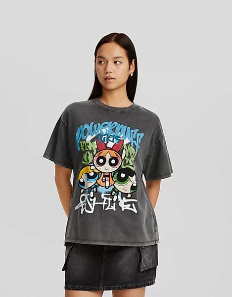 Bershka Oversize-T-Shirt Powerpuff Girls Mit Print Damen M Grau günstig online kaufen