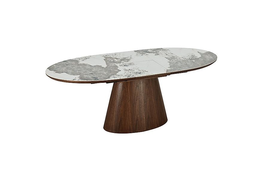 riess-ambiente Esstisch UNIQUE 160-200cm weiß / braun - Keramik, Echtholzfu günstig online kaufen