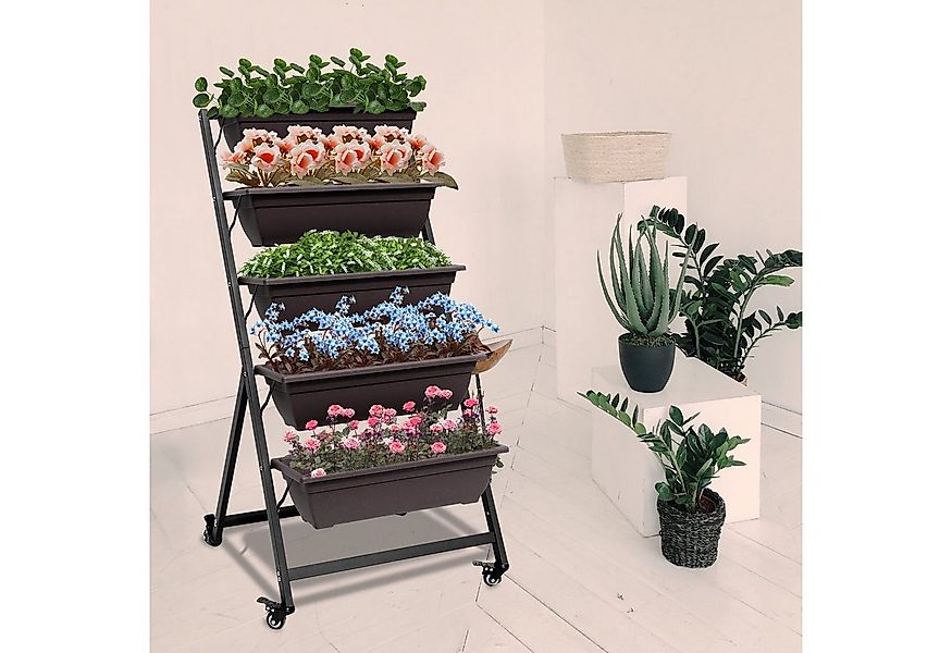 BIGTREE Pflanzentreppe Hochbeet, Blumentreppe mit Rollen,Blumenständer mit günstig online kaufen