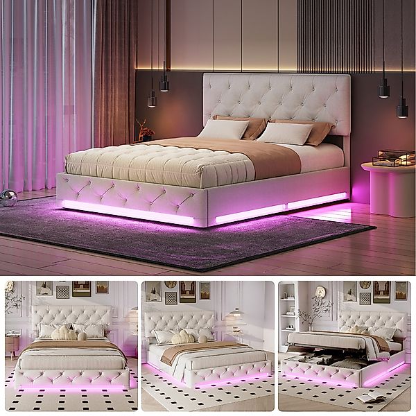 Furnishings Home Polsterbett LED Stauraumbett Doppelbett günstig online kaufen