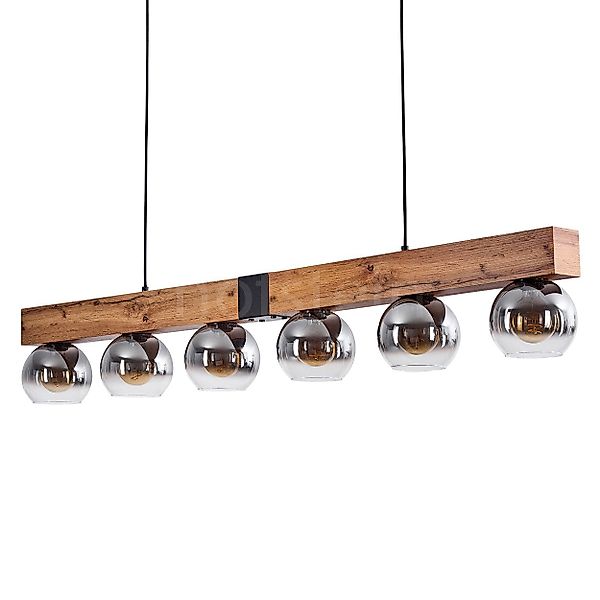 hofstein Pendelleuchte »Canove« Hängelampe, Metall/MDF/Glas, Schwarz/Holzop günstig online kaufen