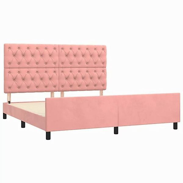 vidaXL Bettgestell Bettrahmen mit Kopfteil Rosa 160x200 cm Samt Bett Bettge günstig online kaufen