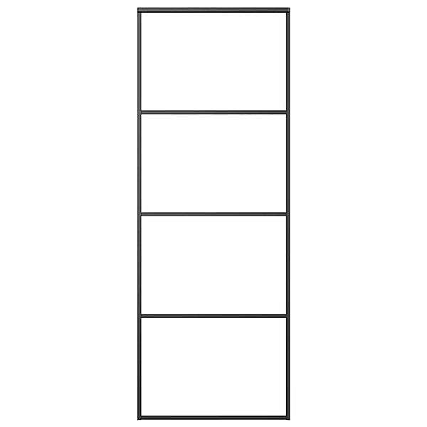 vidaXL Schiebetür ESG-Glas und Aluminium Mattiert 76x205 cm Schwarz 151655 günstig online kaufen