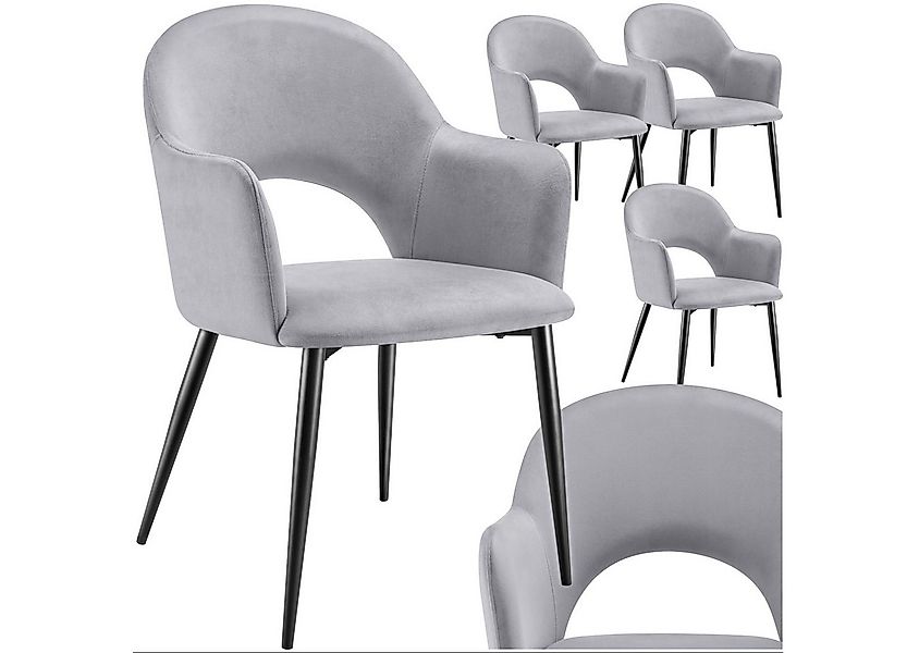 tectake Esszimmerstuhl Armlehnstuhl Sachel, Samtoptik, gepolstert, Belastba günstig online kaufen