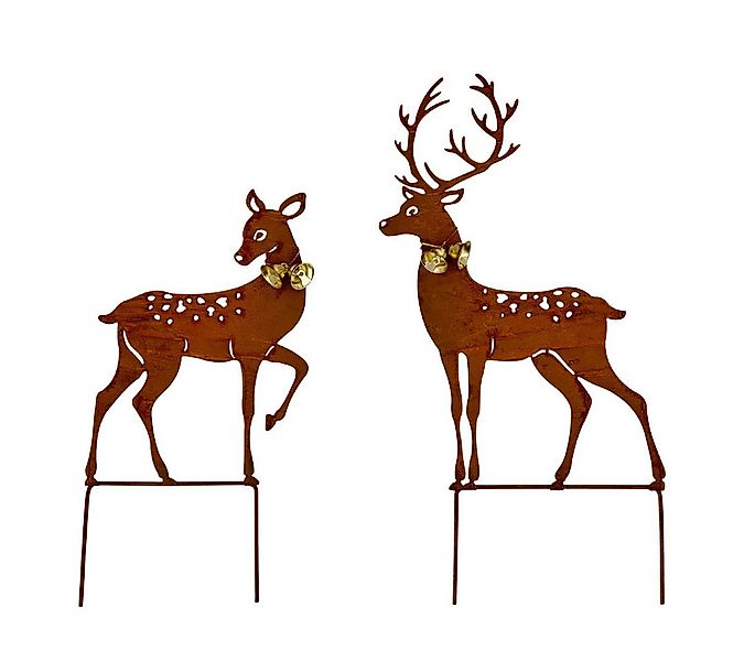 abc HOME Gartenstecker Hirsche, 2tlg. Set, Metall, Edelrost günstig online kaufen