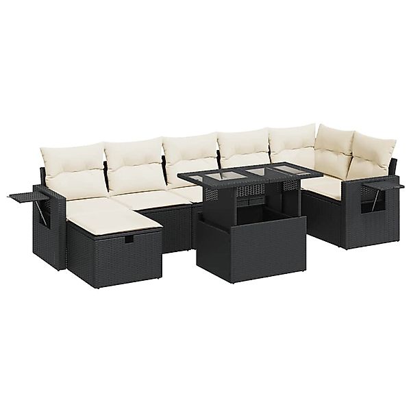vidaXL 8-Tlg Garten-Sofagarnitur mit Kissen Schwarz Poly Rattan 3327866 günstig online kaufen