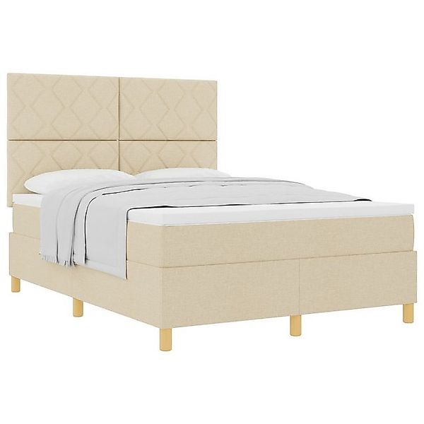 vidaXL Bett Boxspringbett mit Matratze Creme 140x190 cm Stoff (1-tlg) günstig online kaufen