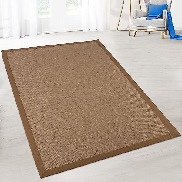 Kubus Sisalteppich Echte Naturfasern, Breite Bordüre, günstig online kaufen