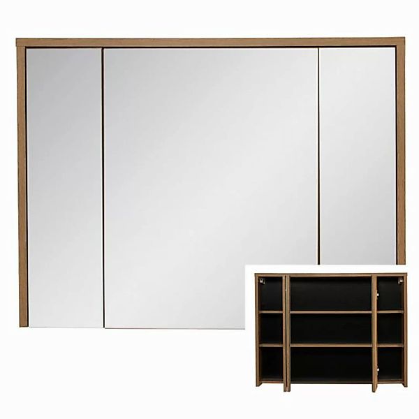 Badezimmer Spiegelschrank 100 cm HARLOW-56 Eiche (Hunton-Oak) , B/H/T: ca. günstig online kaufen