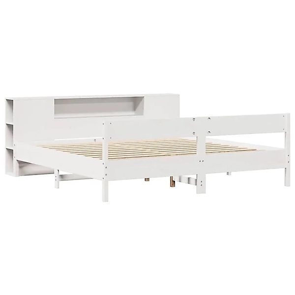 vidaXL Massivholzbett mit Regal ohne Matratze Weiß 200x200 cm Kiefer 332293 günstig online kaufen