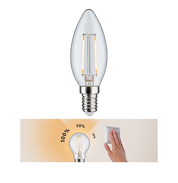 Paulmann "Filament 230V 3-Step-Dim LED Kerze E14 250lm 2,7W 2700K dimmbar K günstig online kaufen