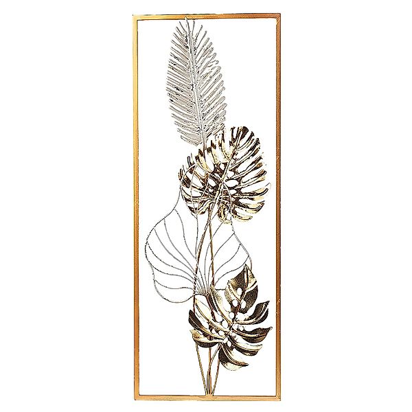 Kobolo Wandbild Wanddeko Metallbild GOLDEN MONSTERA Metall Weiß Gold günstig online kaufen