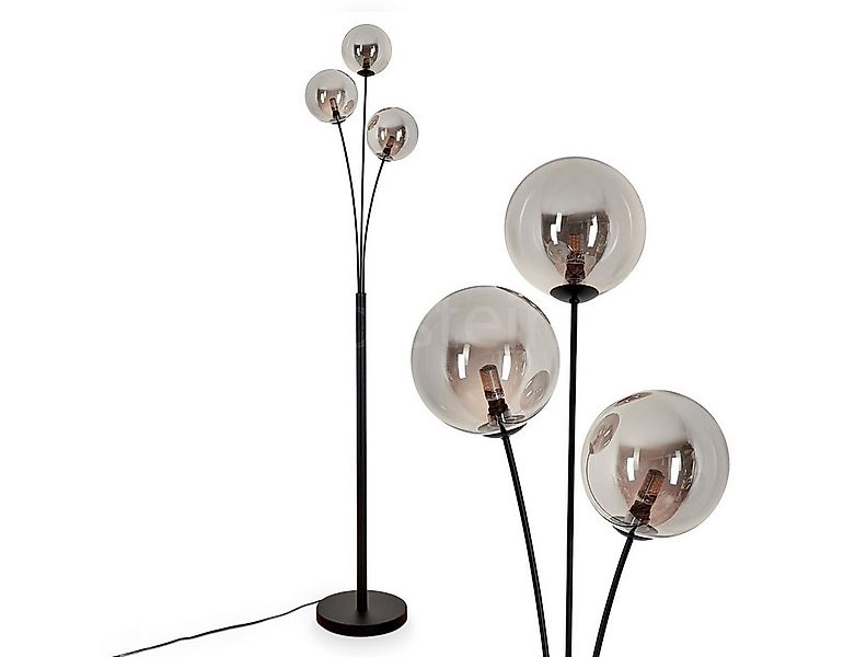 hofstein Stehlampe Stehlampe aus Metall/Glas in Schwarz/Rauchfarben, ohne L günstig online kaufen