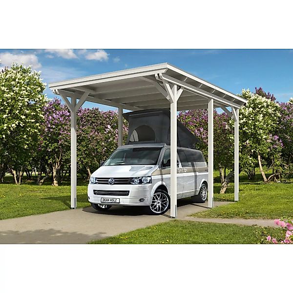 Skan Holz Carport Emsland Caravan 404 cm x 604 cm Weiß günstig online kaufen