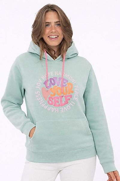 Zwillingsherz Hoodie "Love Yourslef" runde große Frontstickerei, farbige Ko günstig online kaufen