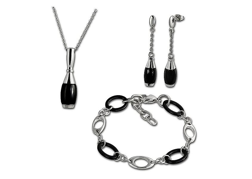 Amello Schmuckset Amello Edelstahlschmuckset Kegel Keramik (3-tlg., Schmuck günstig online kaufen