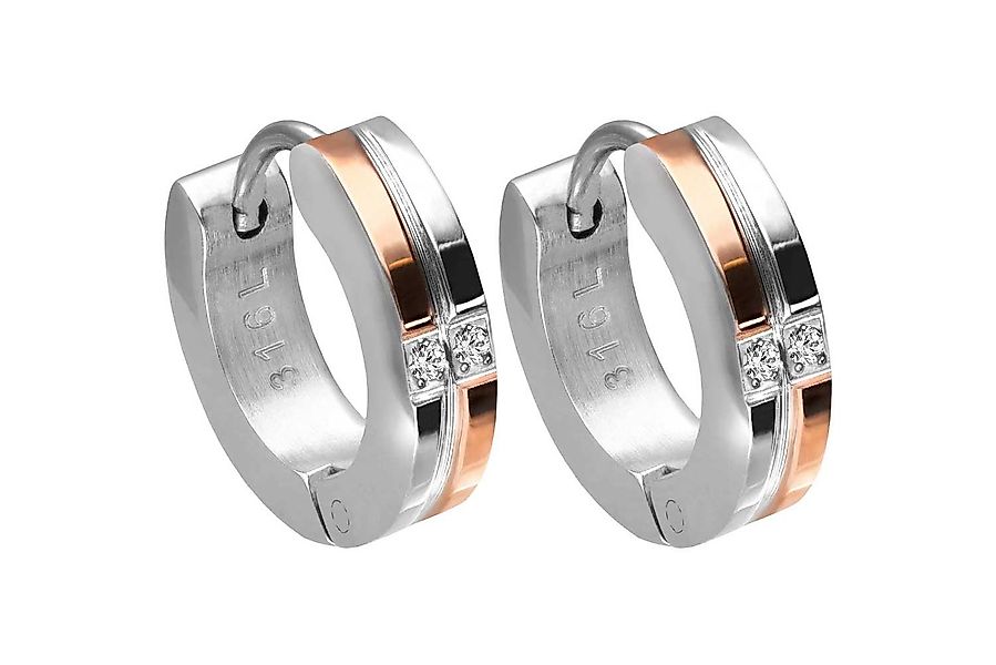 FILANGO Creolen-Set Chirurgenstahl Creolen ROSÉGOLDFARBENE STREIFEN günstig online kaufen