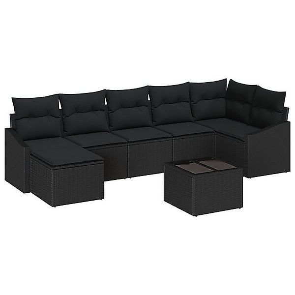 vidaXL Loungesofa 8-teiliges Garten Esszimmer Set mit Kissen Beige Poly Rat günstig online kaufen