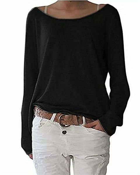 RUZU UG Langarmbluse Damen-Langarm-T-Shirt, lockerer, langes Sweatshirt-Shi günstig online kaufen