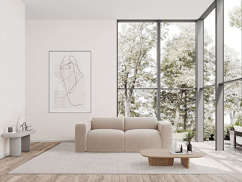 Sofa 3-Sitzer - Samt-Stoff - Beige - POGNI von Maison Céphy günstig online kaufen