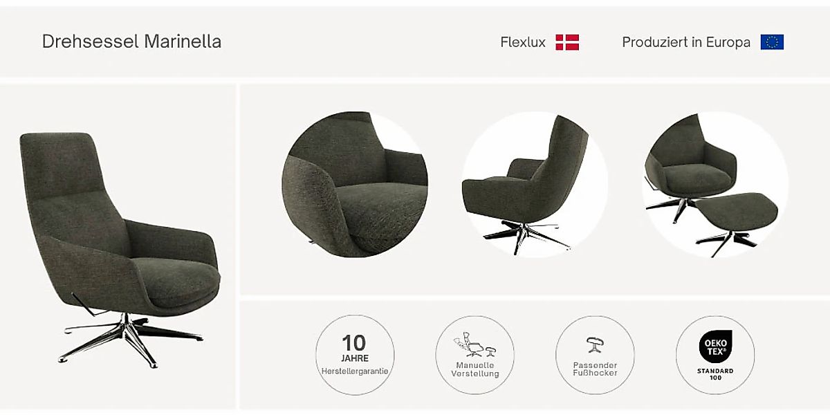 FLEXLUX Drehsessel "Marinella, OTTOs Choice, Relaxsessel, Entspannung mit P günstig online kaufen