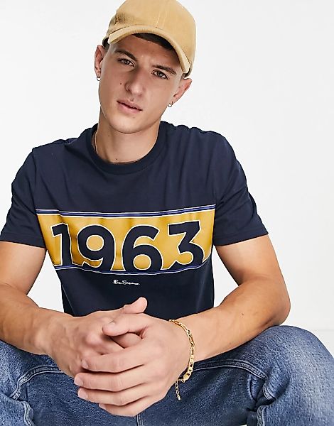Ben Sherman – 1963 – Sport-T-Shirt im Retro-Design-Marineblau günstig online kaufen