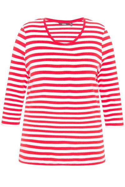 Ulla Popken T-Shirt Shirt Ringel Rippjersey günstig online kaufen