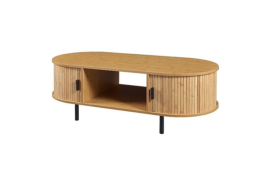 en.casa Couchtisch, »Tvedestrand« mit 2 Türen Metallbeine 120x55x40 cm Natu günstig online kaufen