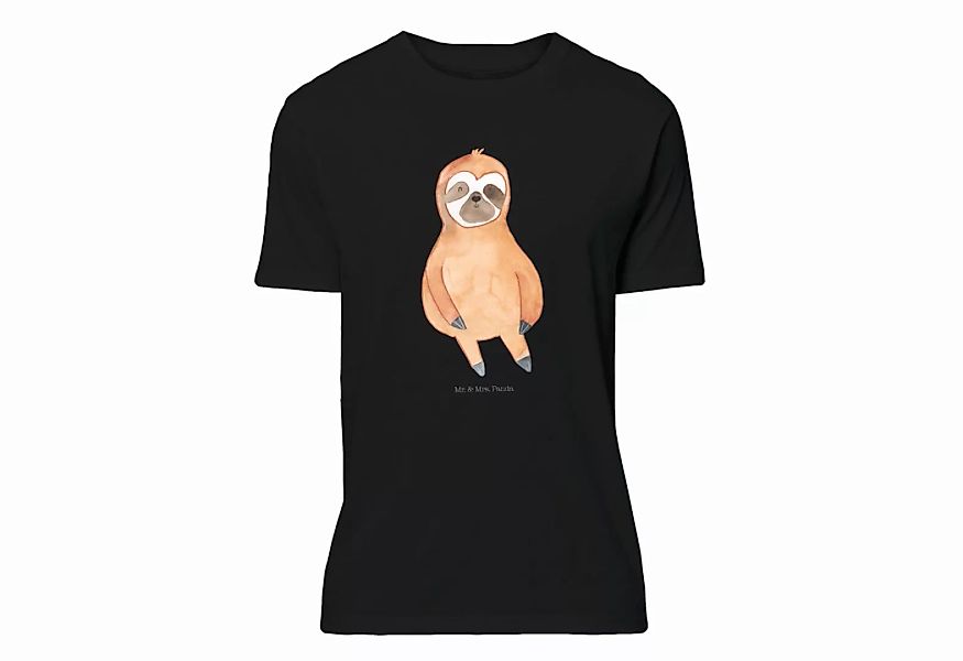Mr. & Mrs. Panda T-Shirt Faultier Zufrieden - Schwarz - Geschenk, Faultier günstig online kaufen